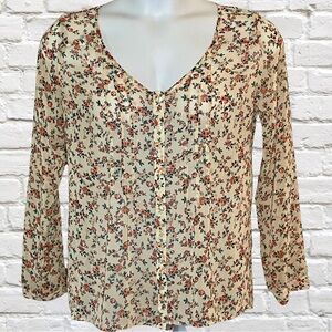 Full Tilt Floral Button-Down Blouse